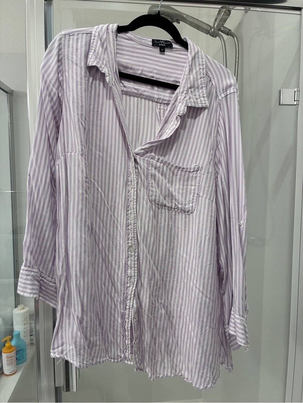 Velvet Heart Lavender & White Striped Casual Button-Down Shirt